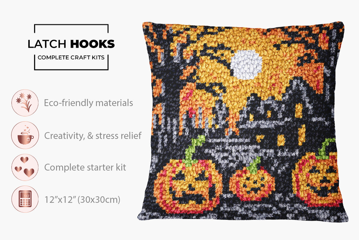 Haunting Harvest Night - Latch Hook Pillow Kit