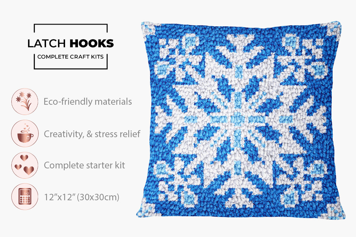 Winter Wonderland Snowflake - Latch Hook Pillow Kit