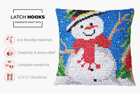 Whimsical Snowman Delight - Latch Hook Pillow Kit