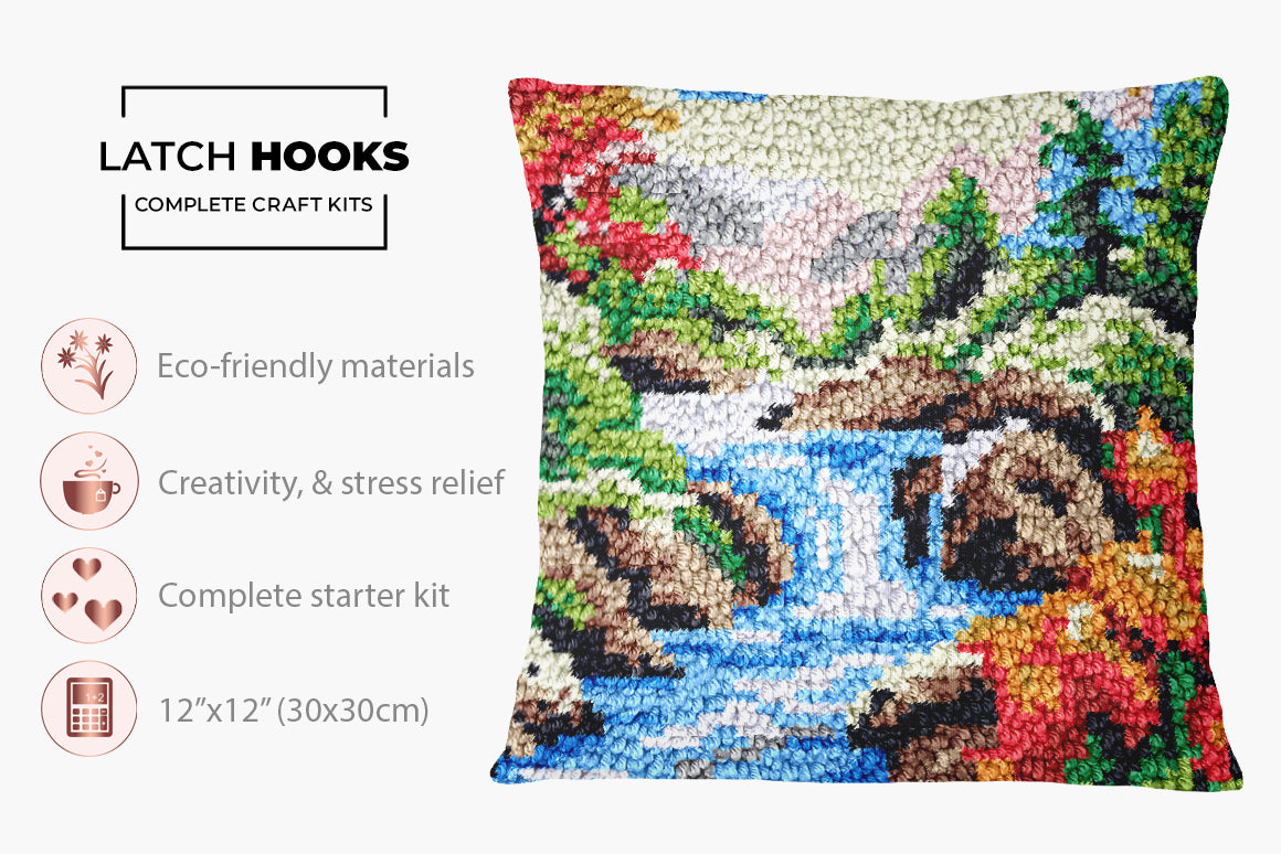 Serenity in Nature - Latch Hook Pillow Kit