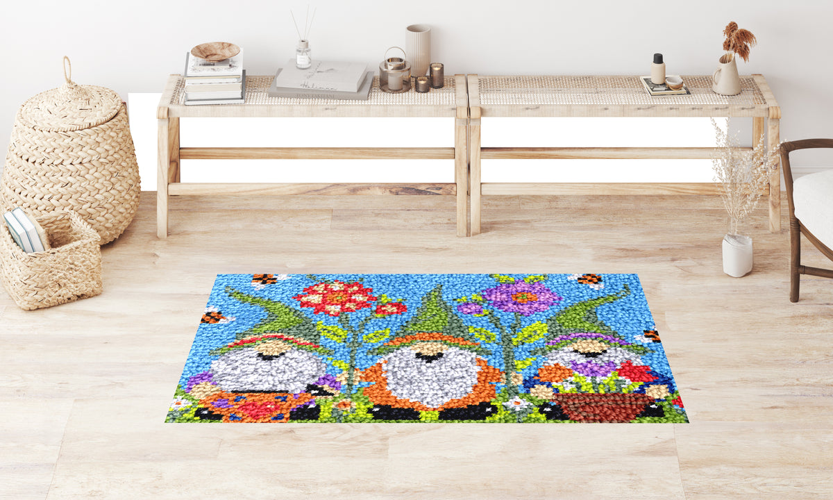 Whimsical Garden Gnomes - Latch Hook Rug Kit