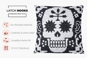 Gothic Skull Art - Latch Hook Pillow Kit