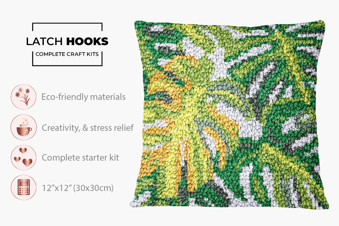 Tropical Jungle Tapestry - Latch Hook Pillow Kit