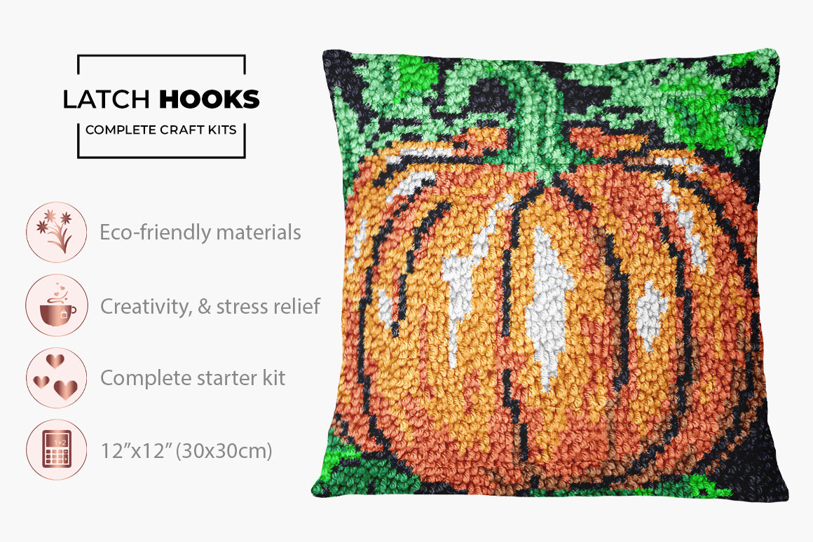 Harvest Glow: Autumn Pumpkin - Latch Hook Pillow Kit