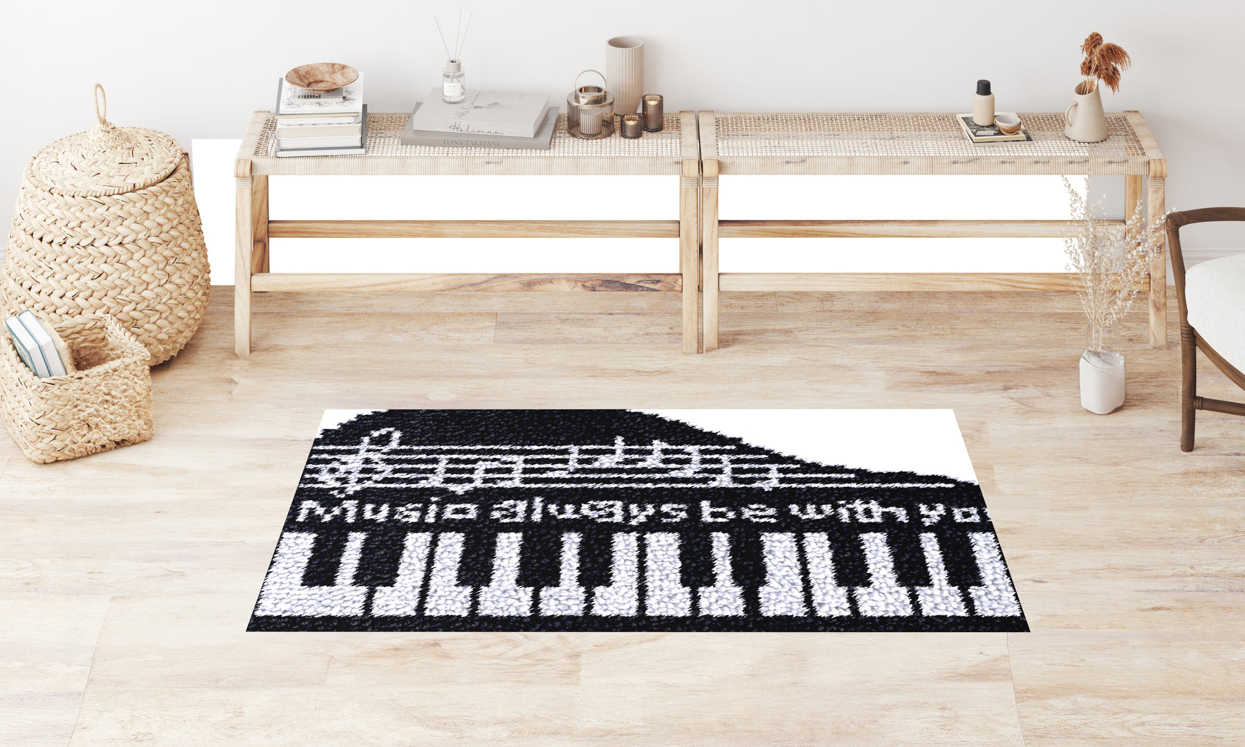 Elegance in Music: Inspirational Piano Mat - Latch Hook Rug Kit