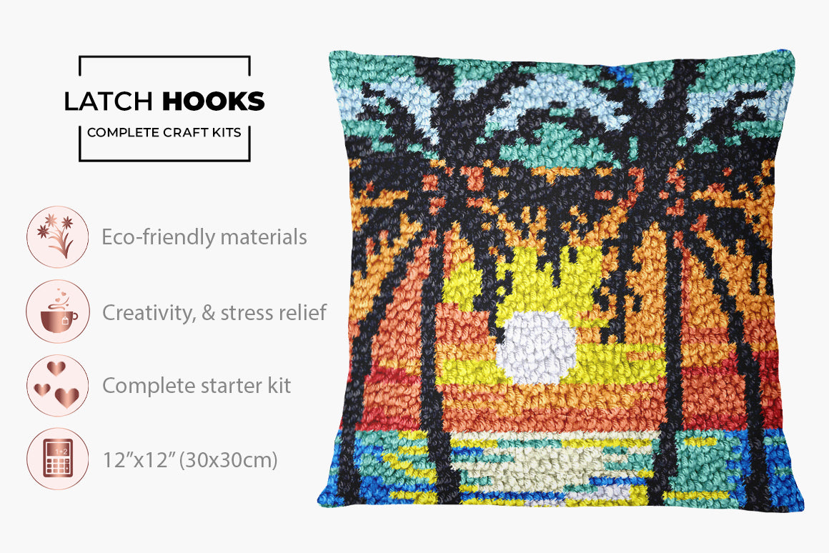 Tropical Sunset Bliss - Latch Hook Pillow Kit