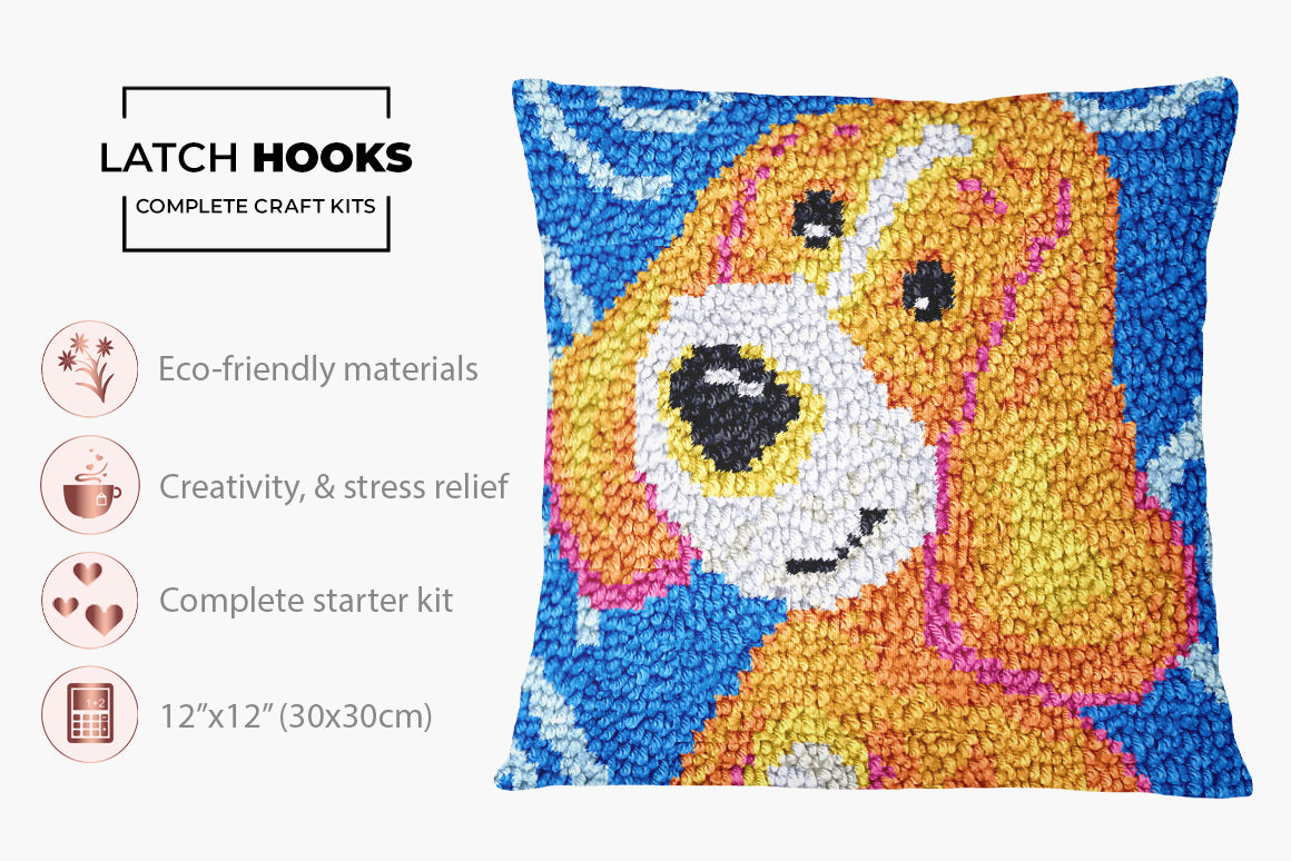 Joyful Canine Companion - Latch Hook Pillow Kit