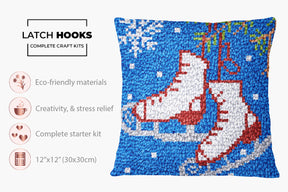 Winter Whirl: Ice Skating Bliss - Latch Hook Pillow Kit