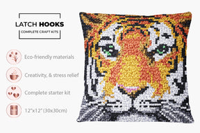 Majestic Tiger Portrait - Latch Hook Pillow Kit