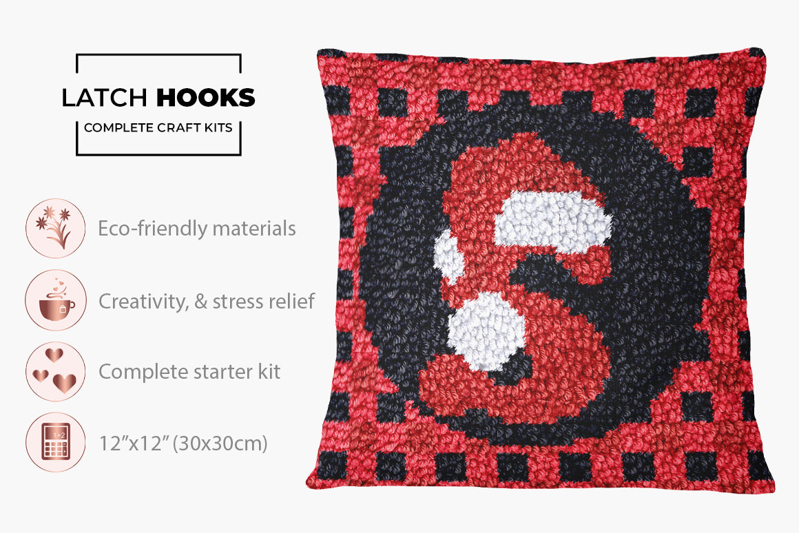 Playful Red Checkerboard - Latch Hook Pillow Kit