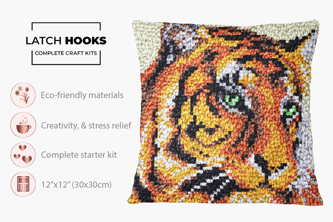 Majestic Tiger - Latch Hook Pillow Kit