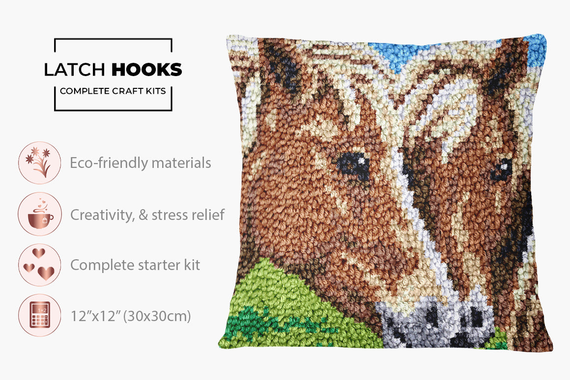 Twin Equine Harmony - Latch Hook Pillow Kit