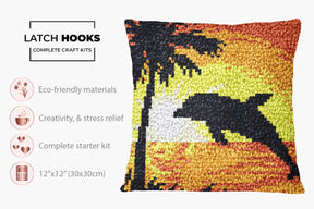 Dolphin Sunset Dreams - Latch Hook Pillow Kit