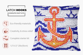 Nautical Dreams: Anchor and Waves - Latch Hook Pillow Kit