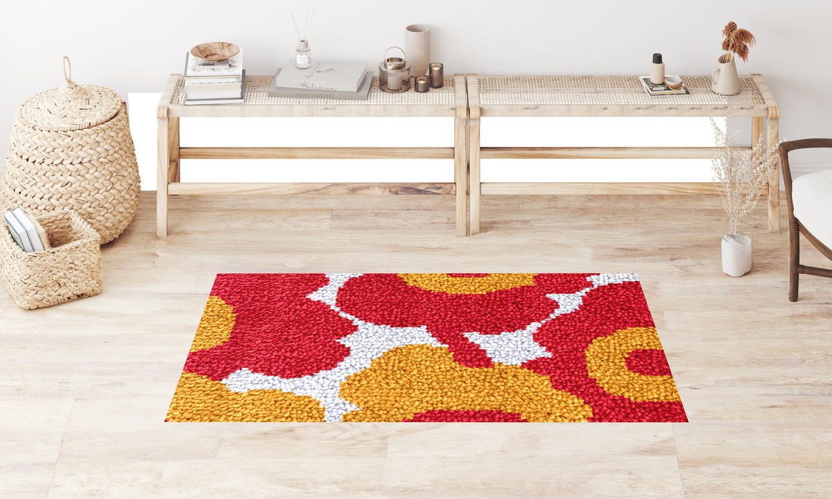 Vibrant Floral Textured Carpet - Latch Hook Rug Kit