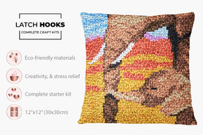 Tender Moments in the Savanna - Latch Hook Pillow Kit