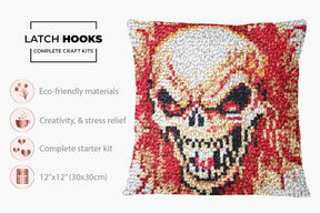 Fiery Skull Art - Latch Hook Pillow Kit