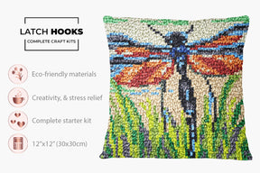 Colorful Winged Wonder - Latch Hook Pillow Kit