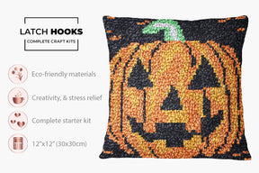 Spooky Halloween Pumpkin - Latch Hook Pillow Kit