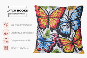 Colorful Butterfly Symphony - Latch Hook Pillow Kit