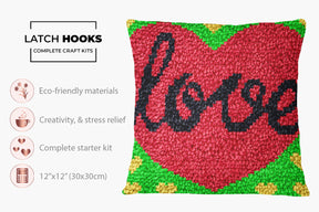 Vibrant Love Heart Art - Latch Hook Pillow Kit