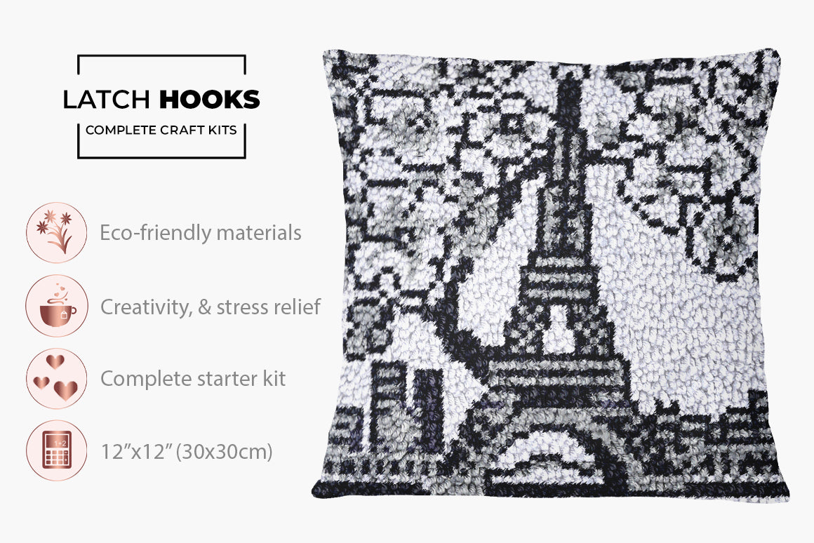 Charming Parisian Elegance - Latch Hook Pillow Kit