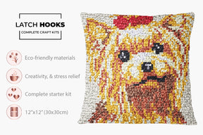 Charming Yorkie Portrait - Latch Hook Pillow Kit