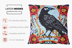 Midnight Songbird - Latch Hook Pillow Kit