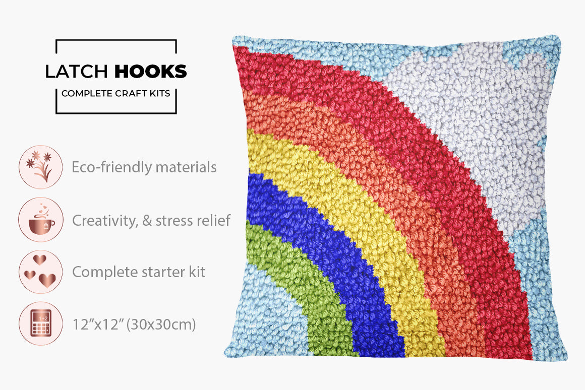 Joyful Rainbow - Latch Hook Pillow Kit