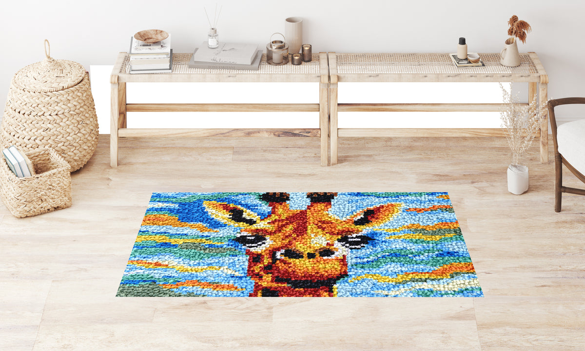 Giraffe in Vibrant Skies - Latch Hook Rug Kit