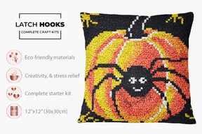 Spooktacular Pumpkin Delight - Latch Hook Pillow Kit