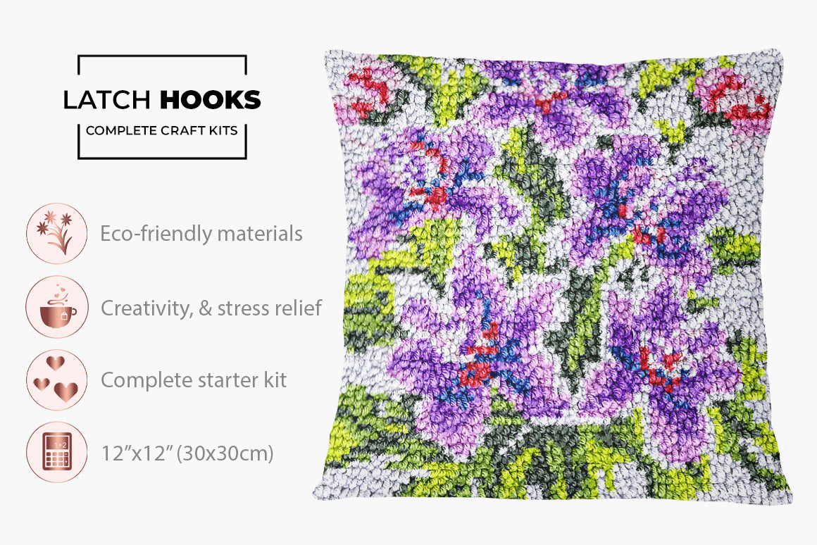 Blossoms of Serenity - Latch Hook Pillow Kit