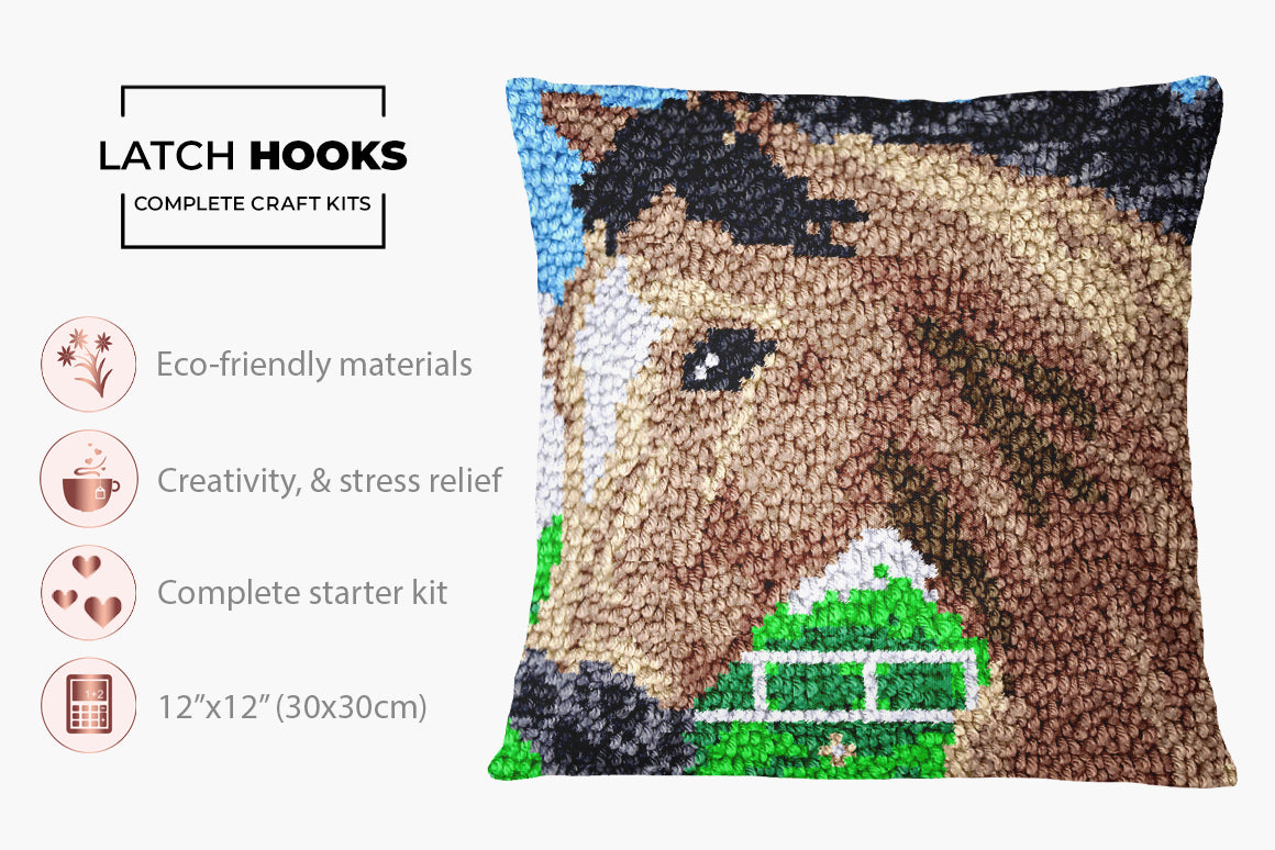 Majestic Horse Portrait - Latch Hook Pillow Kit