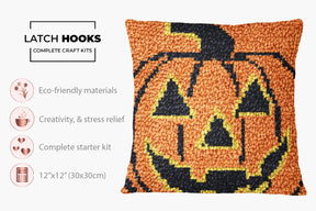 Cheerful Pumpkin Decor - Latch Hook Pillow Kit