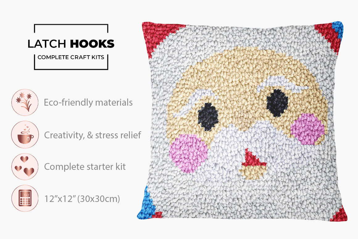 Cheerful Santa Face - Latch Hook Pillow Kit