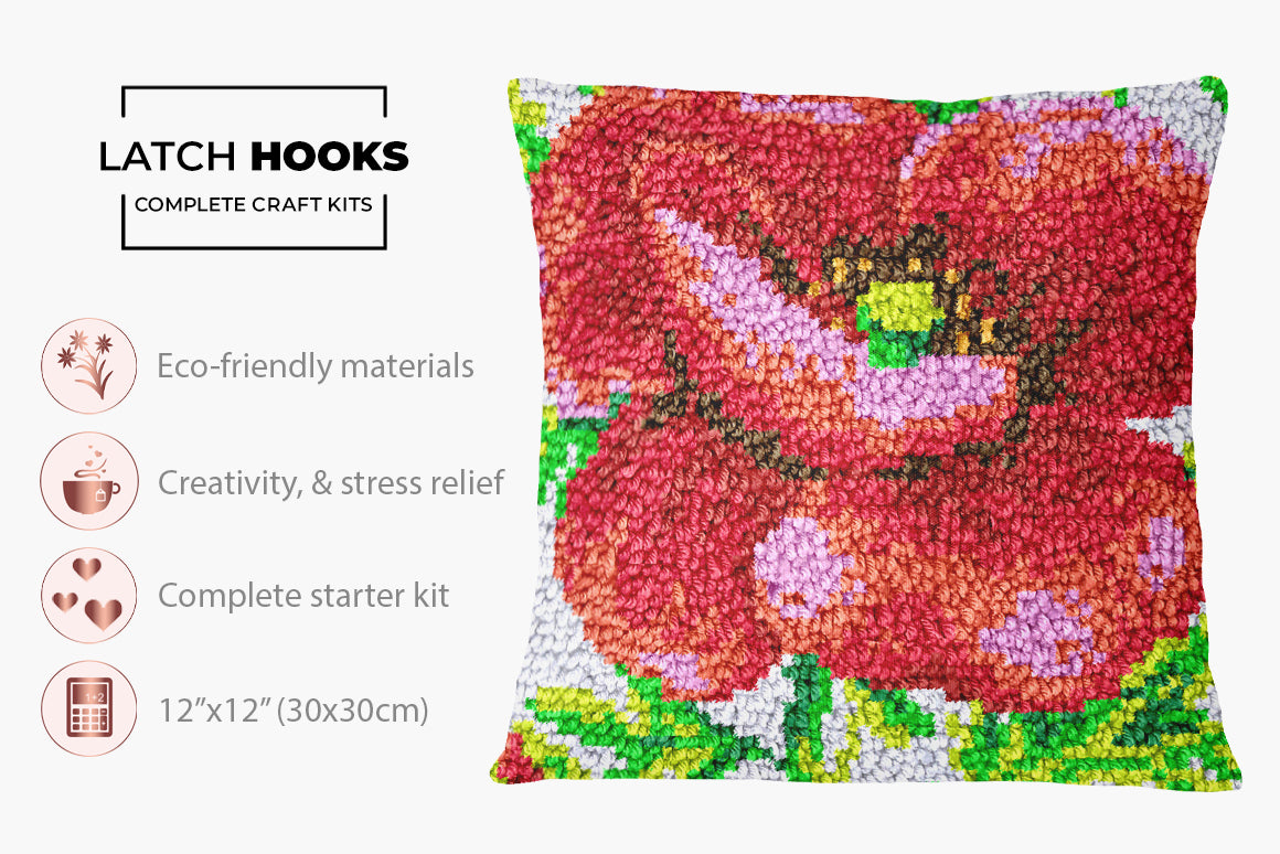 Vibrant Floral Expression - Latch Hook Pillow Kit