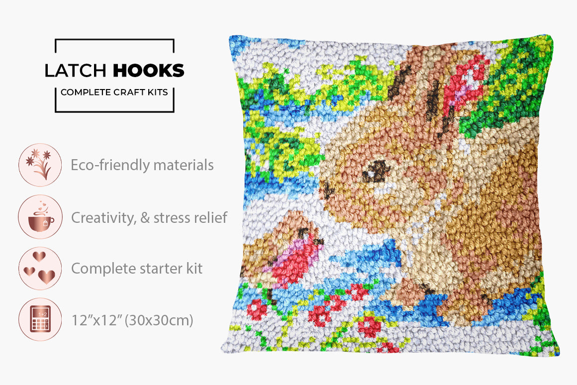 Whimsical Woodland Friends - Latch Hook Pillow Kit