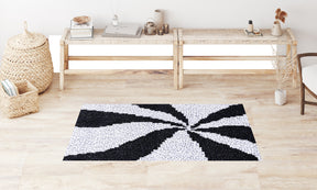 Monochrome Swirl Elegance - Latch Hook Rug Kit