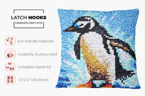 Charming Penguin Art - Latch Hook Pillow Kit