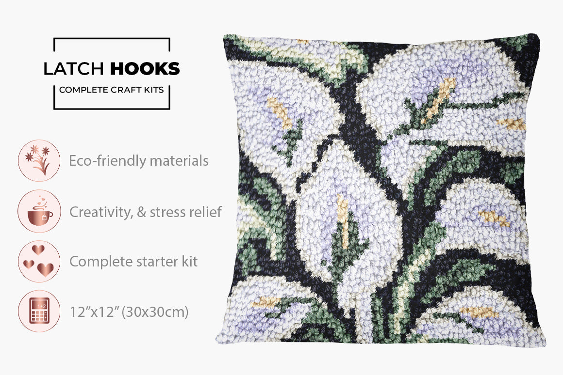 Elegant Calla Lilies - Latch Hook Pillow Kit