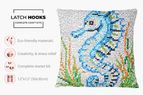 Enchanting Seahorse Embroidery - Latch Hook Pillow Kit