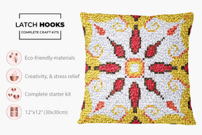 Vibrant Floral Tapestry - Latch Hook Pillow Kit