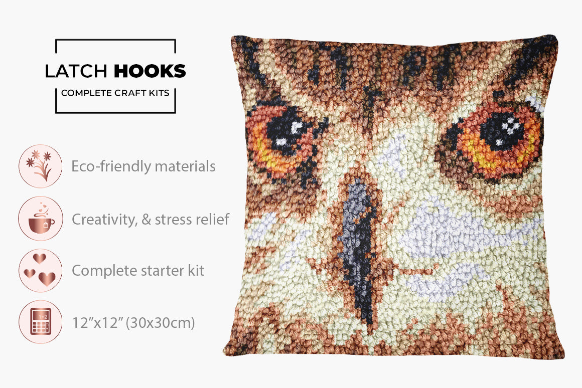 Majestic Owl - Latch Hook Pillow Kit