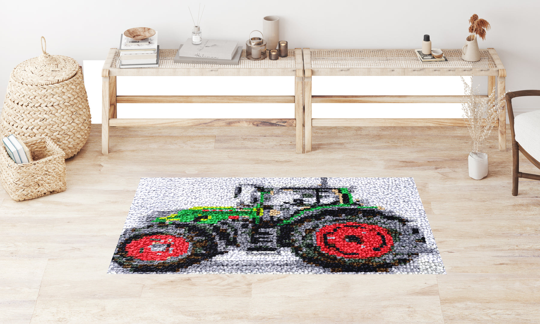 Vibrant Tractor Art - Latch Hook Rug Kit