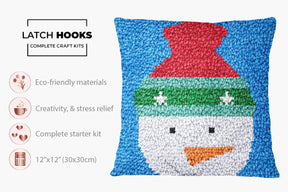 Cheerful Snowman - Latch Hook Pillow Kit