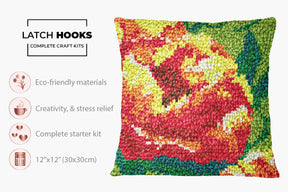 Vibrant Floral Tapestry - Latch Hook Pillow Kit