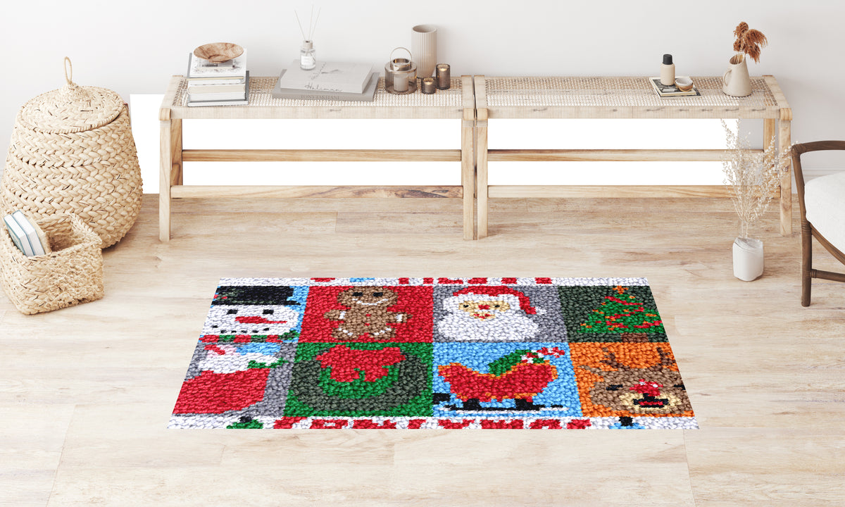 Festive Holiday Patchwork - Latch Hook Rug Kit