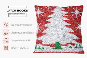 Festive Snowy Christmas Tree - Latch Hook Pillow Kit