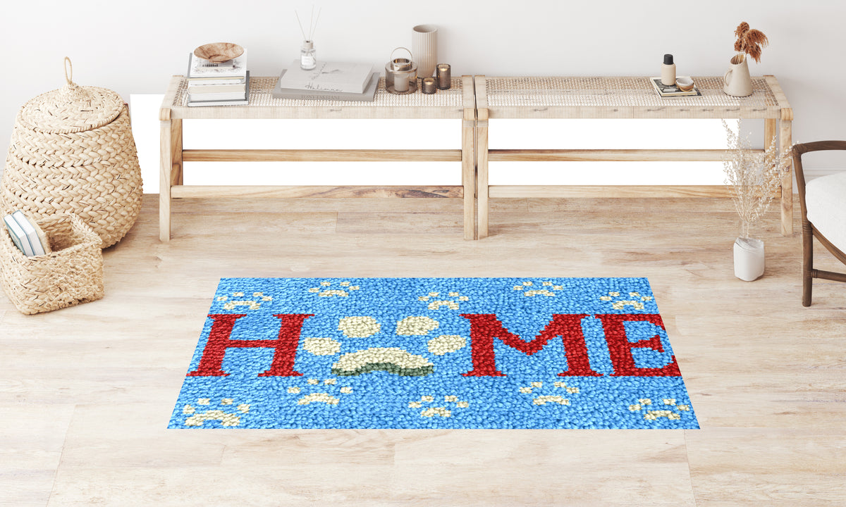 Paw Print Home Mat - Latch Hook Rug Kit