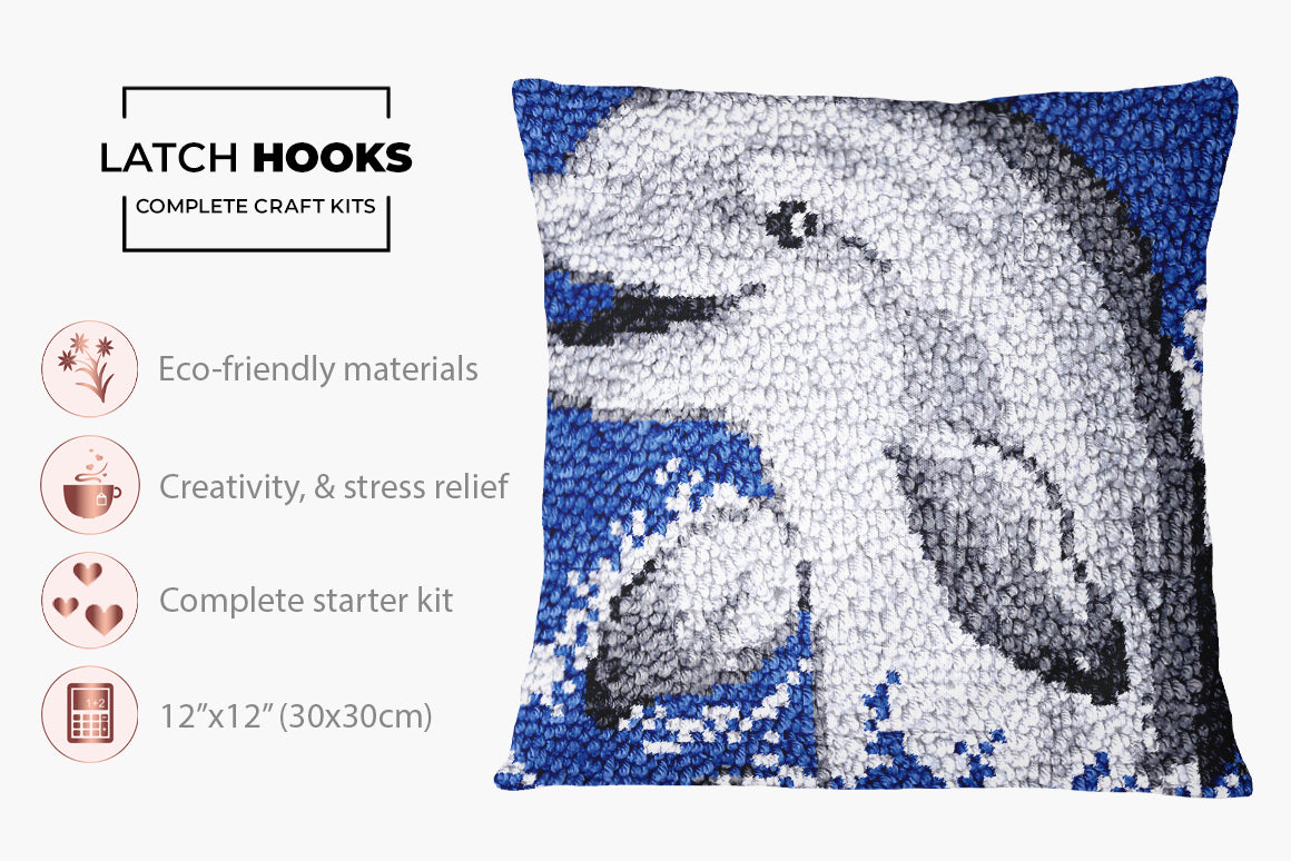 Joyful Dolphin Splash - Latch Hook Pillow Kit